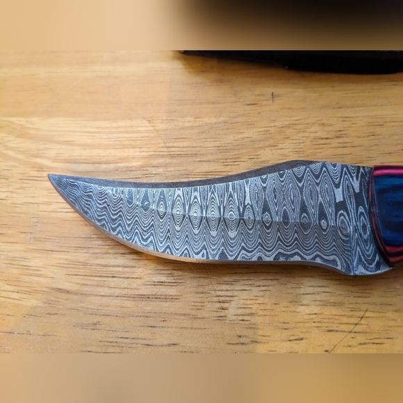 Damascus steel blade men's hunting skinner knife, T1-1865 - Picture 8 of 8